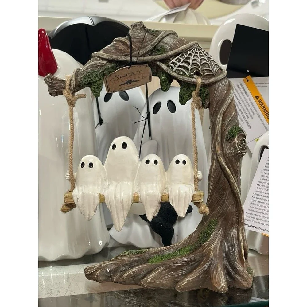 Sweet Street Halloween Viral Ghosts on Tree Swing Table Top Decor